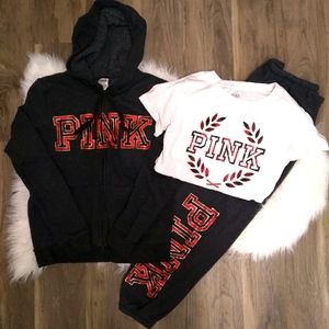 VS PINK 3 PIECE BUFFALO PLAID SET